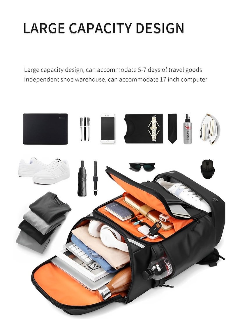 Skycare 45L Business Travel Backpack, Expandable Waterproof Laptop Bag with Independent Shoe Compartment, USB Charging Port, Anti-Theft Pocket, and Thermal Side Pockets - Image 4