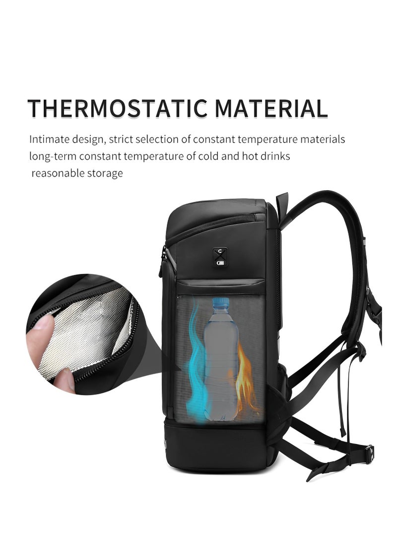 Skycare 45L Business Travel Backpack, Expandable Waterproof Laptop Bag with Independent Shoe Compartment, USB Charging Port, Anti-Theft Pocket, and Thermal Side Pockets - Image 5
