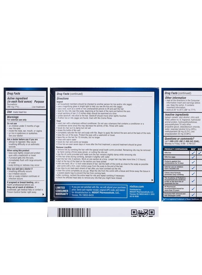 NIX Lice Killing Creme Rinse Extra Strength Family Pack, 2 Creme Rinse, 2 fl oz bottles & 2 Lice Combs - Image 4