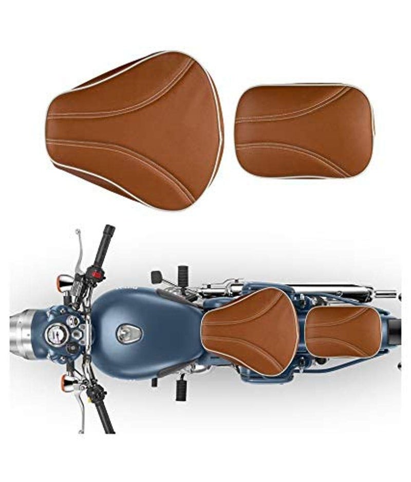 Meenu Arts Quality Seat Cover for Royal Enfield Bullet Classic All Models (Brown) T-2 - Image 5