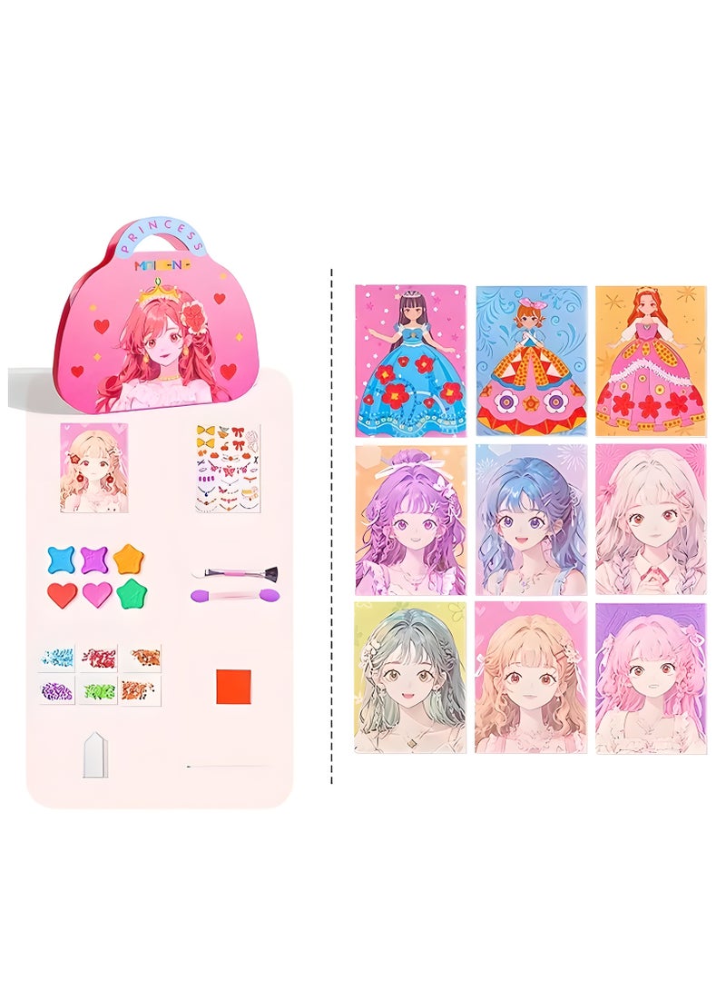 LIXADA DIY Sparkle Diamond Princess Makeup Bag Kit - Handmade, Colorful Bead & Sequin Decal Set for Girls | Ideal for New Year, Birthday, Mother's Day & More, Beauty Accessories, Perfect for Winter, New Year, Gift for Kids Age 4+ - Image 2