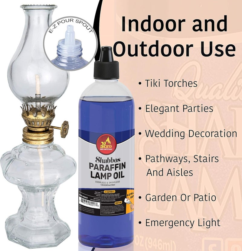 Ner Mitzvah Paraffin Lamp Oil - Blue, 32oz Smokeless and Odorless Fuel for Indoor and Outdoor Use - Image 4