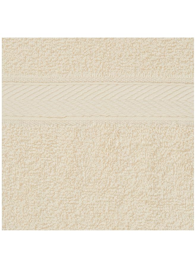 Hotel Linen Klub Princes Terry 100 Percent Cotton 2Pcs Towel Set Super Quick Dry Highly Absorbent Dobby Border Ring Spun Cotton 1Pc Bath Towel 70 X 140 Cm And 1Pc Hand Towel 50 X 90 Cm 480 Gsm Color Cream  - Image 2