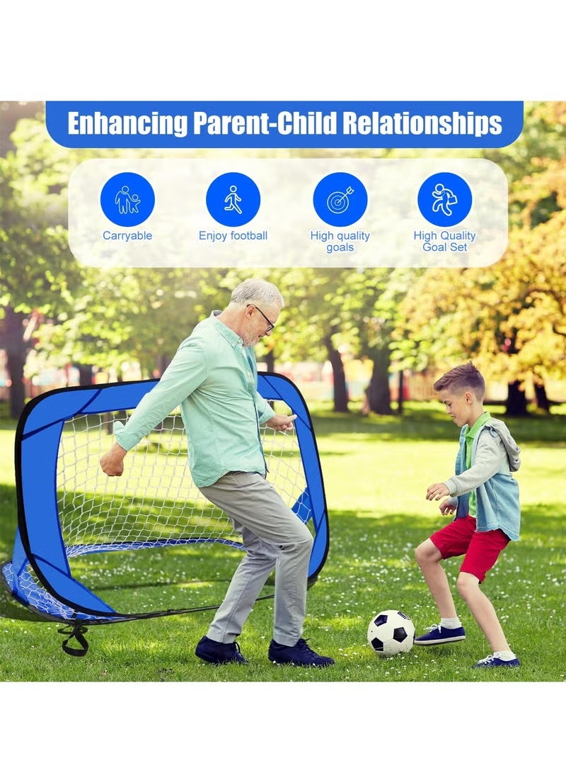 WALALLA Football Goals for Kids, 4 in 1 Foldable Pop Up Football Goals with Carry Bag Football Goal Posts Portable, Soccer Net Indoor & Outdoor Football Training for Boys Girls, blue - Image 4