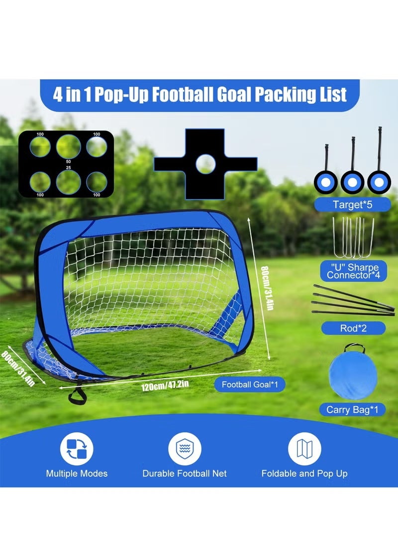 WALALLA Football Goals for Kids, 4 in 1 Foldable Pop Up Football Goals with Carry Bag Football Goal Posts Portable, Soccer Net Indoor & Outdoor Football Training for Boys Girls, blue - Image 5