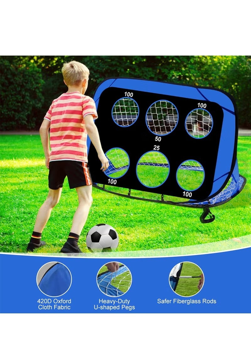 WALALLA Football Goals for Kids, 4 in 1 Foldable Pop Up Football Goals with Carry Bag Football Goal Posts Portable, Soccer Net Indoor & Outdoor Football Training for Boys Girls, blue - Image 3