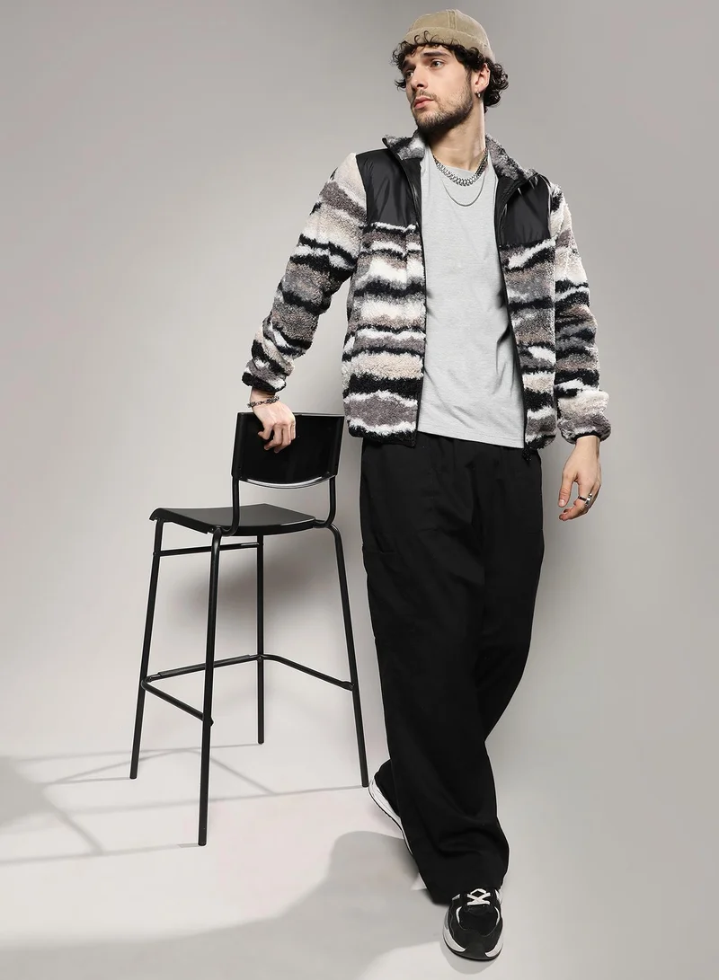 Campus Sutra Men's Brown Zip-Front Jacket With Ribbed Hem