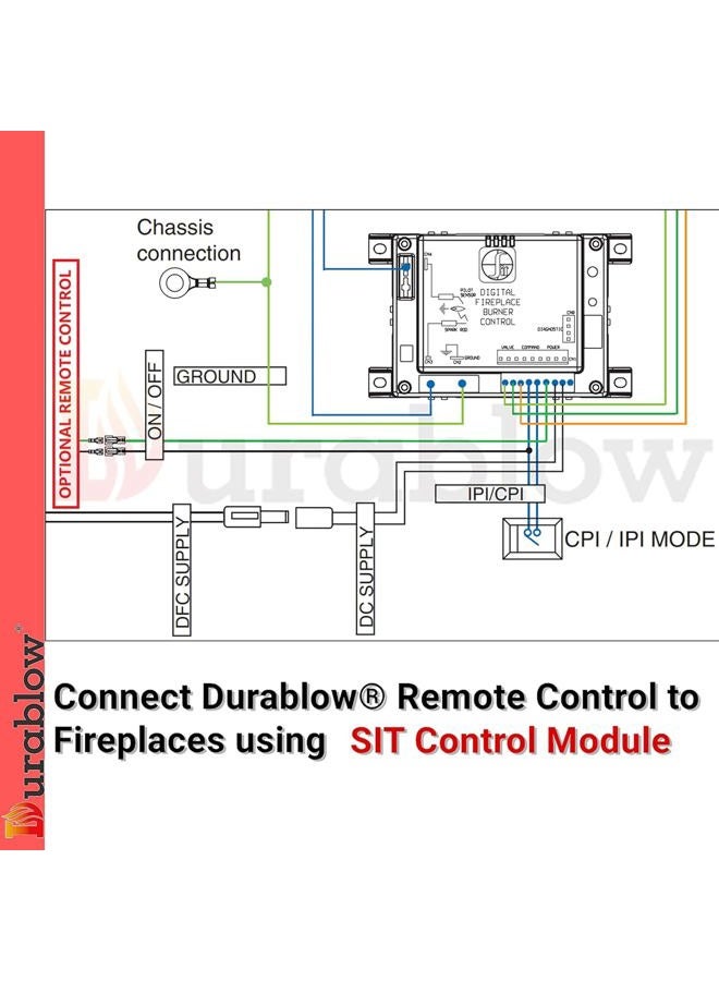 Durablow TS1003 On/Off Gas Fireplace Remote Control Kit + Thermostat + Timer with LCD Screen for Modulating Variable Flame Servo Motor Gas Valves, Replaces Wall Switch | Thermostat Control Module - Image 5