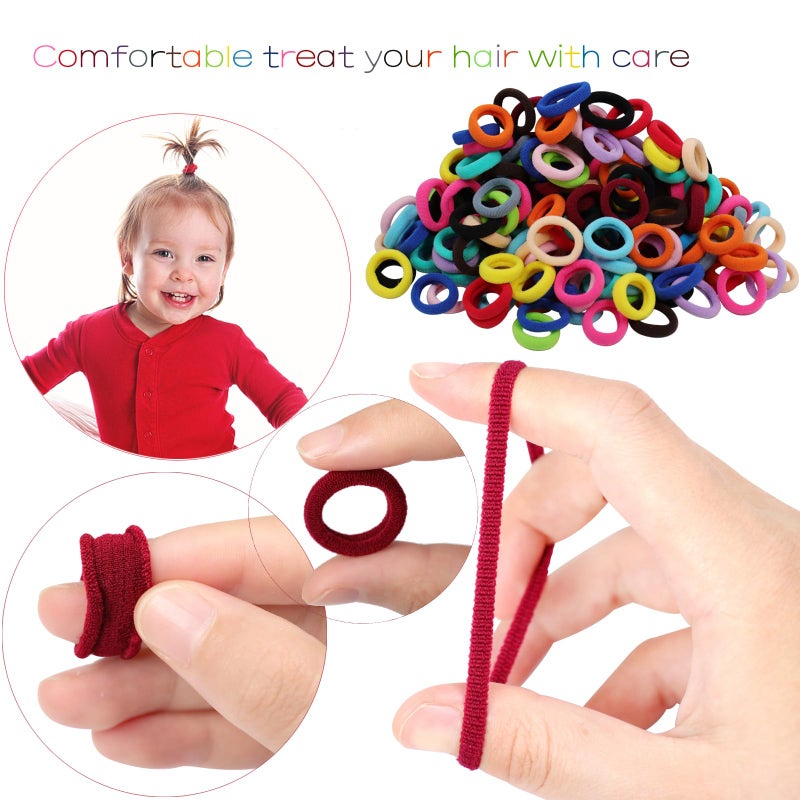 WillingTee Baby Hair Ties,300PCS Nylon Toddler Hair Ties for Girls, Kids Seamless Hair Bands, Girls Elastic Ponytail Holders,Multicolor - Image 3