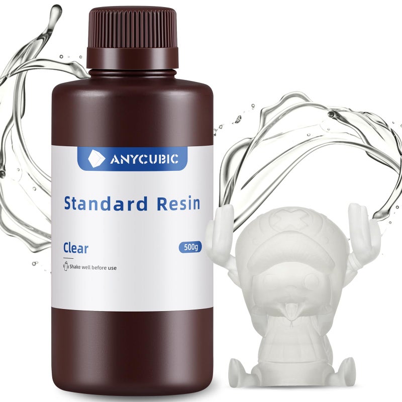 ANYCUBIC 3D Printer Resin, 405nm SLA UV-Curing Resin with High Precision and Quick Curing & Excellent Fluidity for LCD 3D Printing (Clear, 500g) - Image 1