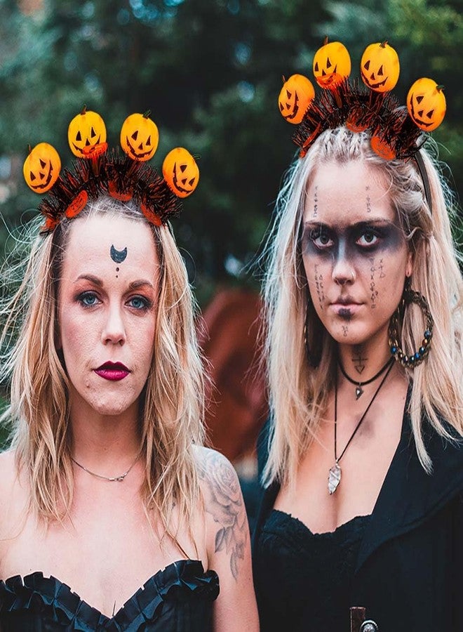 فديزاينر طوق رأس على شكل يقطينة مضيء من Fdesigner، طوق شعر LED للهالوين، طوق رأس متوهج، قطعة رأس لطيفة للعطلات للنساء (برتقالي) - Image 2