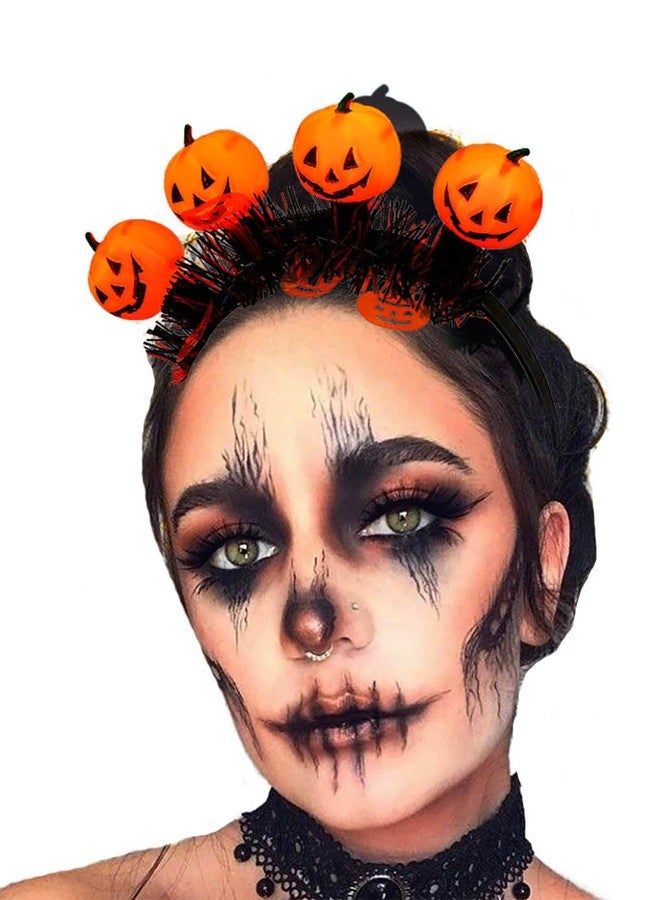 فديزاينر طوق رأس على شكل يقطينة مضيء من Fdesigner، طوق شعر LED للهالوين، طوق رأس متوهج، قطعة رأس لطيفة للعطلات للنساء (برتقالي) - Image 1