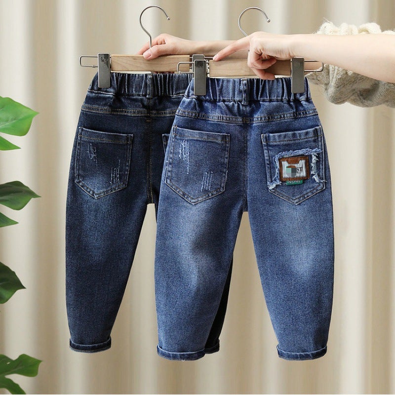 Boys' Jeans 2024 Children'S Slim Fit Skinny Pants Children'S All-Match Western Style Casual Pants Fashion - Image 3