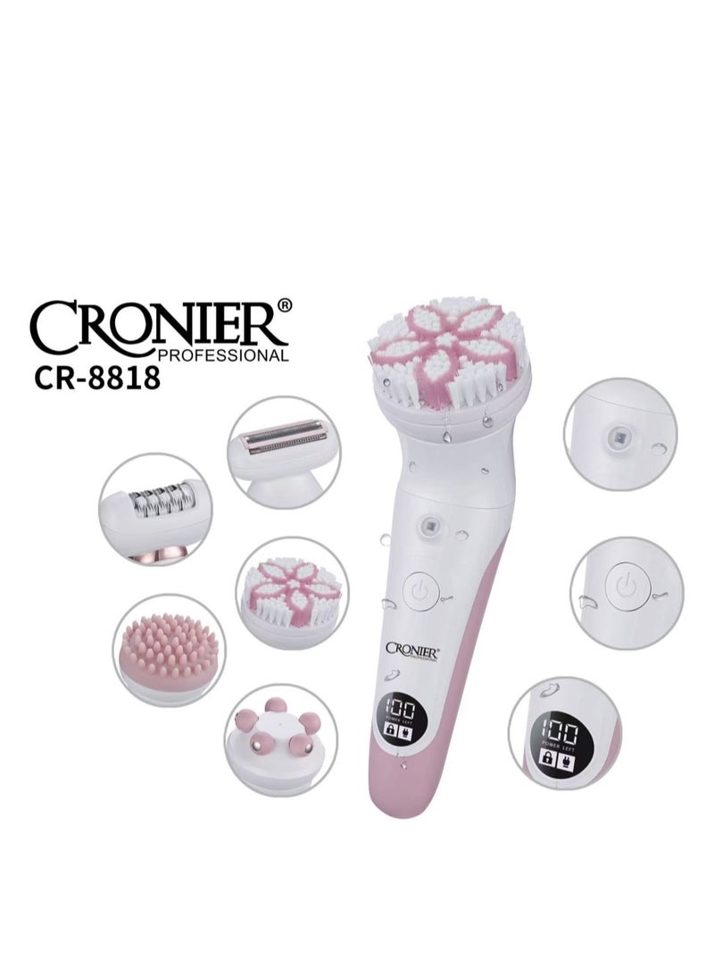 Cronier CR-8818 Facial Cleansing, Exfoliating & Facial Hair Removal Device – Electric Multi-Head Face Cleansing Brush for Daily Skincare - Image 4