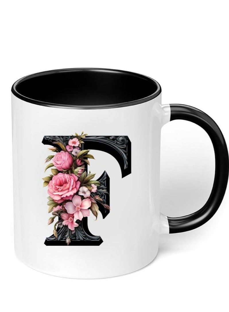 RYN® Ceramic Coffee Mug with Initial Design Printed Gift for Coffee and Tea Lovers 11 Oz  alphabet F - Image 2
