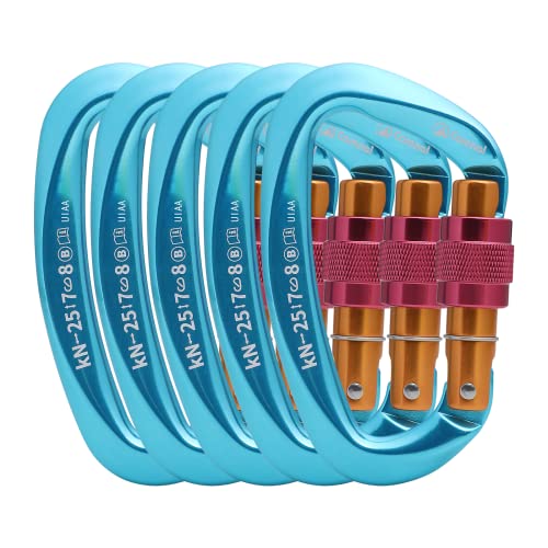 CAMNAL Heavy Duty Carabiner UIAA Certified Locking Carabiner 25KN (About 5620 lbs) Screw Lock Carabiner D Shape Carabiner Clip for Rock Climbing, Mountaineer, Aerial Work - Image 1