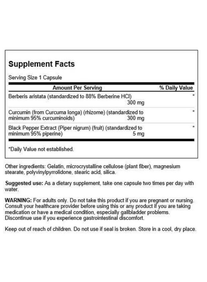 Swanson, Curcumin & Berberine with Black Pepper, 60 Capsules - Image 2