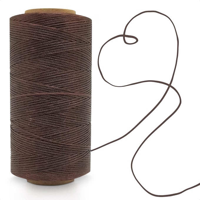 WAX STRING 284 YARDS 150D 1MM WAXED STRING CORD FOR LEATHER SEWING DEEP BROWN COLOR RESISTANT TO ABRASION AND FADING BROWN WAXED THREAD FOR LEATHER CRAFT BOOKBINDING AND SHOE REPAIRING