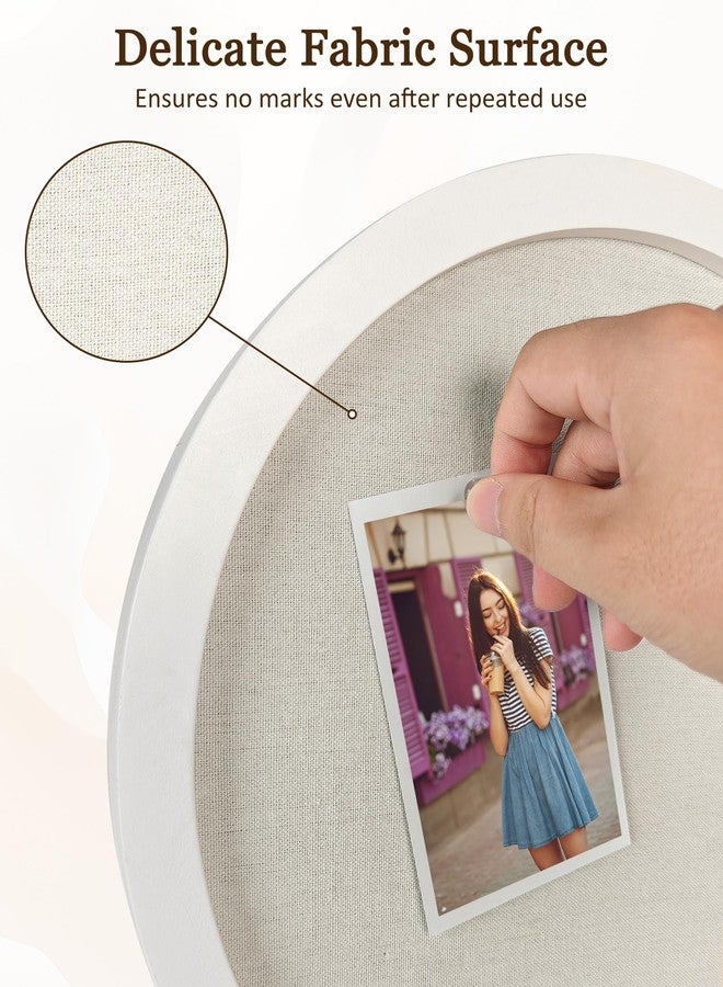 Aitakatta Small Round Bulletin Board with Linen, 13 inches Diameter Bulletin Board with White Wood Frame, Decorative Hanging Pin Board Vision Board Message Board for Office School Home Decor(3333,1p) - Image 3