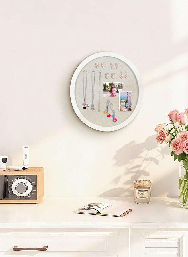 Aitakatta Small Round Bulletin Board with Linen, 13 inches Diameter Bulletin Board with White Wood Frame, Decorative Hanging Pin Board Vision Board Message Board for Office School Home Decor(3333,1p) - Image 5