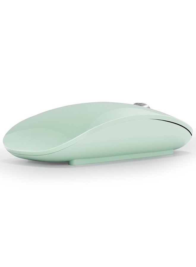 TENMOS M18 Bluetooth Mouse, USB C Rechargeable Wireless Mouse, Triple Mode (Dual Bluetooth+USB) Computer Silent Mice Portable with USB Receiver and Type C Adapter for Laptop/MacBook/iPad/PC - Green - Image 1