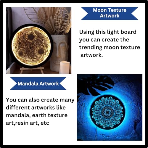 The brown box Wooden LED Light Base for DIY Moon Lamp & Creative Art Projects – Plug & Play Light Board with MDF Stand – Ideal for Painting, Resin Art, Dot Mandala, and Gifting – Available in 8", 12", 14", & 16" - Image 5