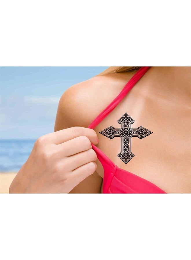 Dopetattoo 6 Sheets Temporary Tattoo Cross Tattoo Fake Tattoos Neck Arm Chest for Women Men Adults - Image 4