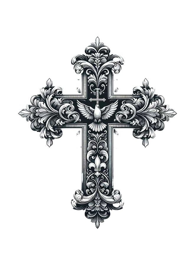 Dopetattoo 6 Sheets Temporary Tattoo Cross Tattoo Fake Tattoos Neck Arm Chest for Women Men Adults - Image 1