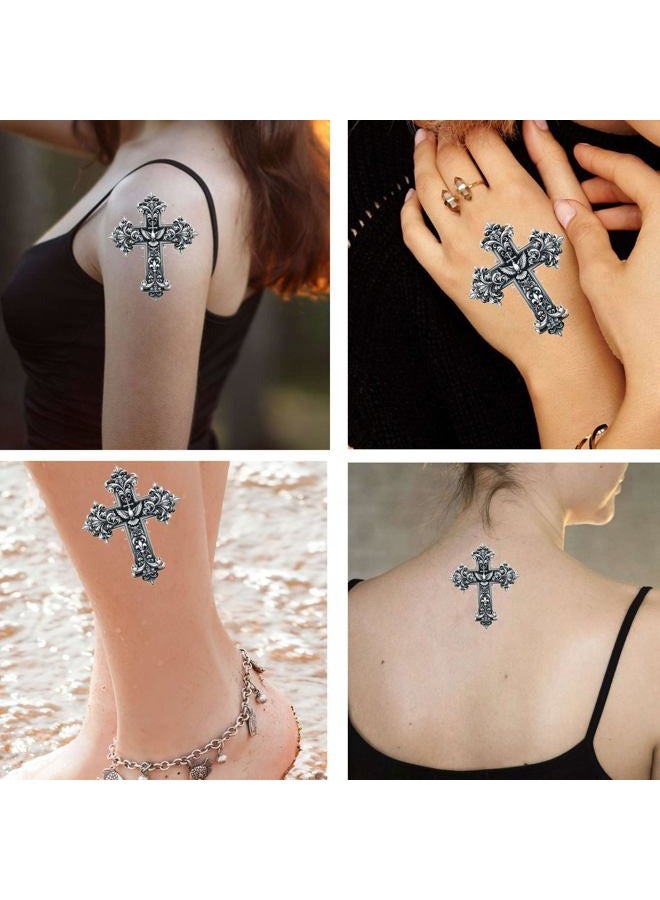 Dopetattoo 6 Sheets Temporary Tattoo Cross Tattoo Fake Tattoos Neck Arm Chest for Women Men Adults - Image 3