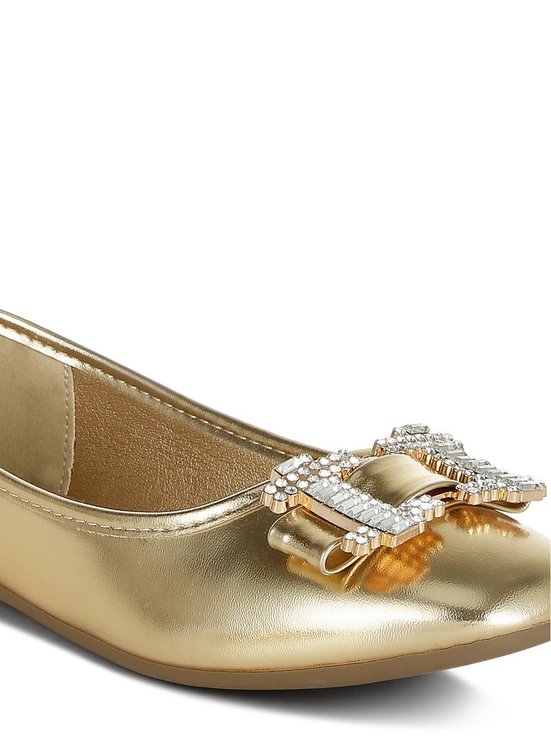 لندن راج راقصة باليه معدنية بإبزيم من أحجار الراين باللون الذهبي - Image 5