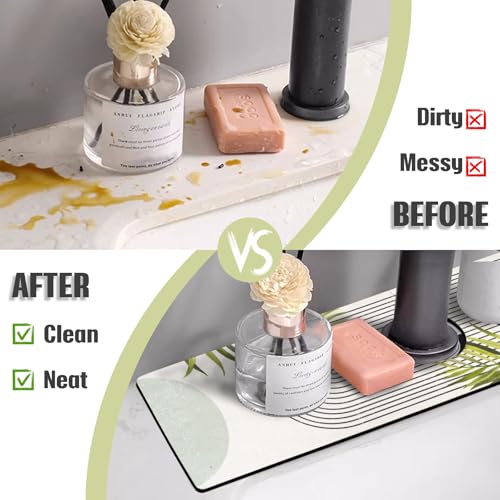 aquoechd Sink Faucet Absorbing Mat, 2 Pack Drying Mat Around Faucet Sink Splash Guard Behind Faucet Sinkmat For Kitchen Bathroom Island Rv 24 * 5.5 Inch (60 * 14 cm) - Image 3