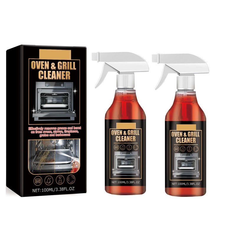 2pack Heavy Duty Oven and Grill Cleaner Spray - 3.38OZ Foam degreaser Cleaner for Stovetops, BBQ Grates, Stainless Steel, Cast Iron - Removes Stubborn Grease, Burnt-On Food & Grime, Fume-Free - Image 1