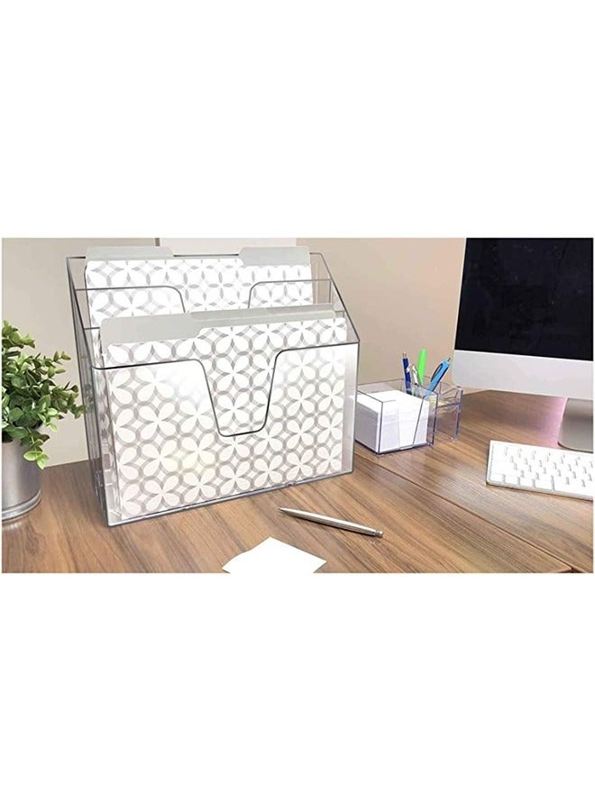 SMARTPOINTS Horizontal Triple File Folder Organiser (Crystal Colour) - Image 5