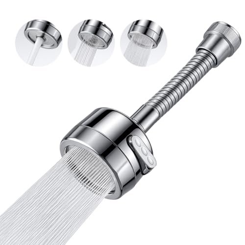 TOMATUS® 360 Rotating Tap – 3 Mode Adjustable Tap Extension for Kitchen Sink, Water Saver Anti-Splash Sprayer Head with Bubbler & Power Spray with Long-Spring Design - Image 1
