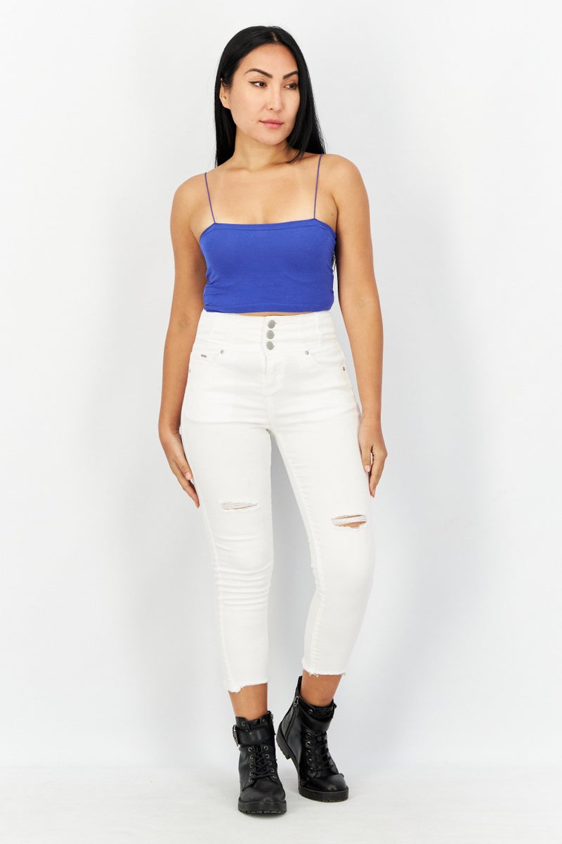 Sinsay بلوزة نسائية ذات ياقة مربعة وأكمام سباغيتي، زرقاء - Image 2