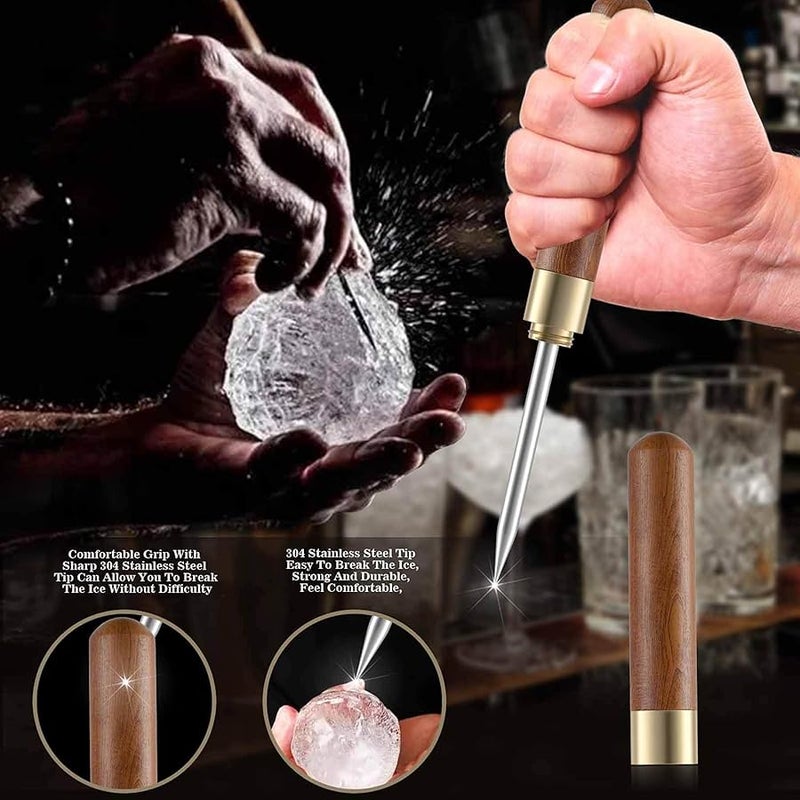 Rerdeim 【Pack of 2】Ice Pick, Ice Pick Tool With Cover Non-Slip, Ice Picks Stainless Steel For Breaking Ice, Easy Grip, For Kitchen, Bars, Camping, Restaurant, Bartender, - Image 2