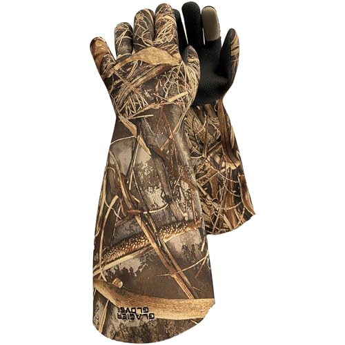 Glacier Glove Unisex Decoy Waterproof Flexible Secure Grip Palm Fleece Lined Resistant Neoprene Winter Fishing Waterfowl Hunting Outdoor Elbow Length Glove, Realtree Max-7, Medium - Image 1