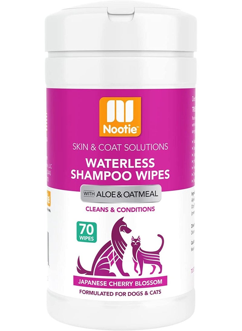 nootie Waterless Shampoo Wipes With Aloe & Oatmeal Japanese Cherry Blossom 70 Count - Image 1