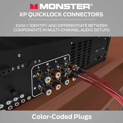 Monster XP QuickLock Self-Crimping Banana Plugs for Speaker Wire with 24K Gold Contacts - 2 Pair (4 Total), Ideal for Home Theatre & Home Audio Speakers - Image 4