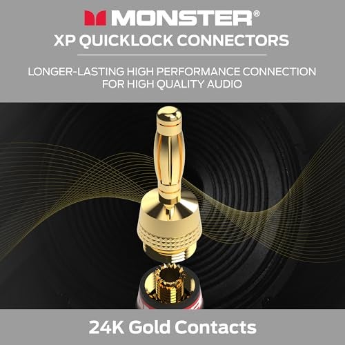 Monster XP QuickLock Self-Crimping Banana Plugs for Speaker Wire with 24K Gold Contacts - 2 Pair (4 Total), Ideal for Home Theatre & Home Audio Speakers - Image 3