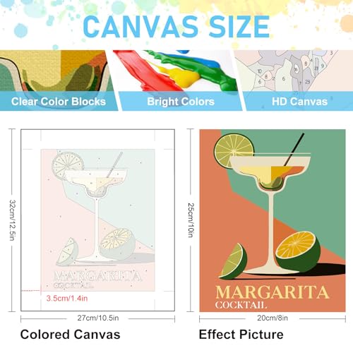 Offito 6 Pack Paint by Numbers Kit for Adults Beginners - 8x10 Inch Cocktail Adult Paint by Number Kits on Canvas, Cocktail DIY Acrylic Oil Number Painting Kits for Adults, Perfect for Gift Home Decor - Image 3
