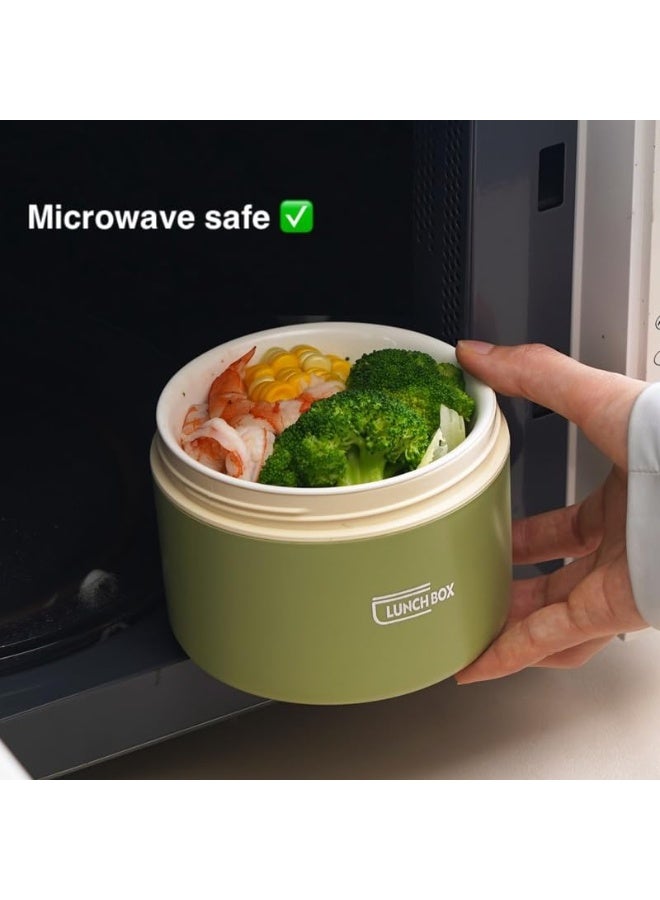 XVersion Insulated Food Jars – Microwave-Safe Bento Lunch Box Set with Ceramic Inner Bowls, 4-Pack Portable Multi-Layer Food Containers with Insulated Bag for Office, School & Travel (Green) - Image 4