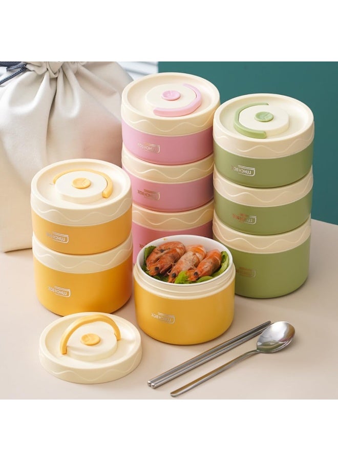 XVersion Insulated Food Jars – Microwave-Safe Bento Lunch Box Set with Ceramic Inner Bowls, 4-Pack Portable Multi-Layer Food Containers with Insulated Bag for Office, School & Travel (Green) - Image 2