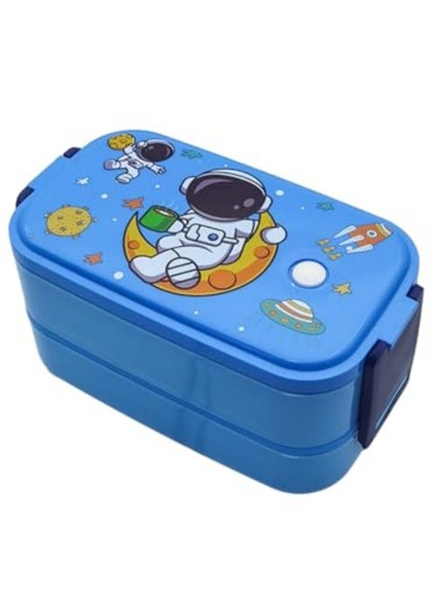 Lunch box for kids, Stainless Steel Bento Box Adult Child 2 Layer 3 Lattice Lunch box Sealed Fresh Keeping Box Can Keep Food Warm By Flour Sugar Storage Containers Blue