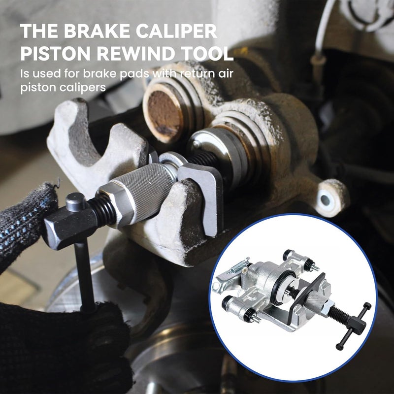 Bazeiona Car Brake Piston Wind Back Tool, Disc Brake Caliper Piston Rewind Tool,Auto Rear Brake Pad Wind Back Tool, Brake Caliper Wind Back Tool for Replacement of Rear Brake Pad for RV, SUV, Truck - Image 4