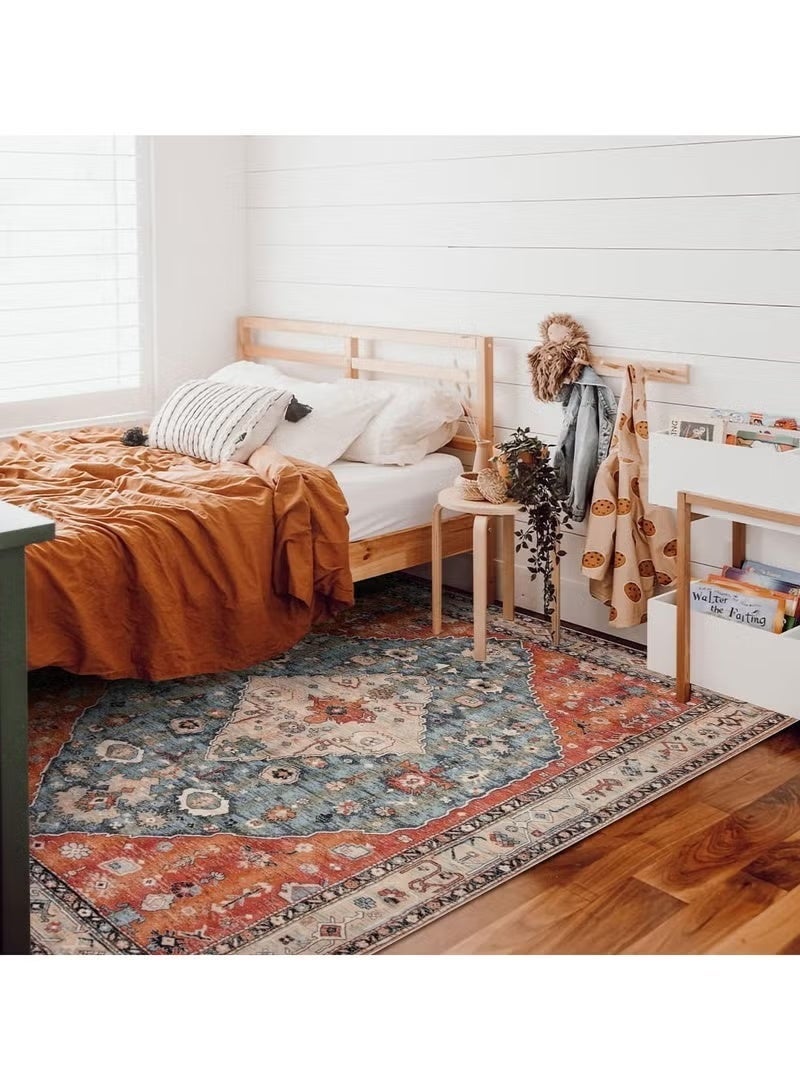 This 140*200cm Bohemian-style rug is non-slip, foldable, and washable, making it suitable for living room and bedroom décor. - Image 1