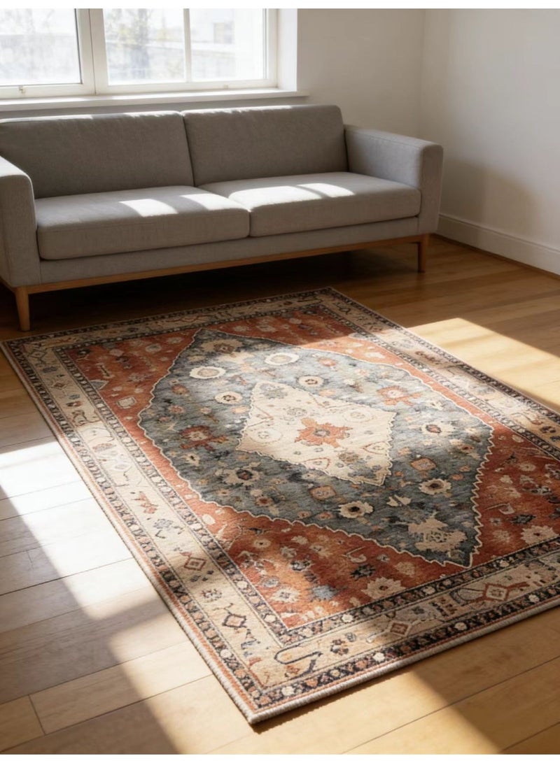 This 140*200cm Bohemian-style rug is non-slip, foldable, and washable, making it suitable for living room and bedroom décor. - Image 2