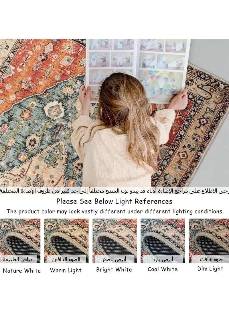 This 140*200cm Bohemian-style rug is non-slip, foldable, and washable, making it suitable for living room and bedroom décor. - Image 5