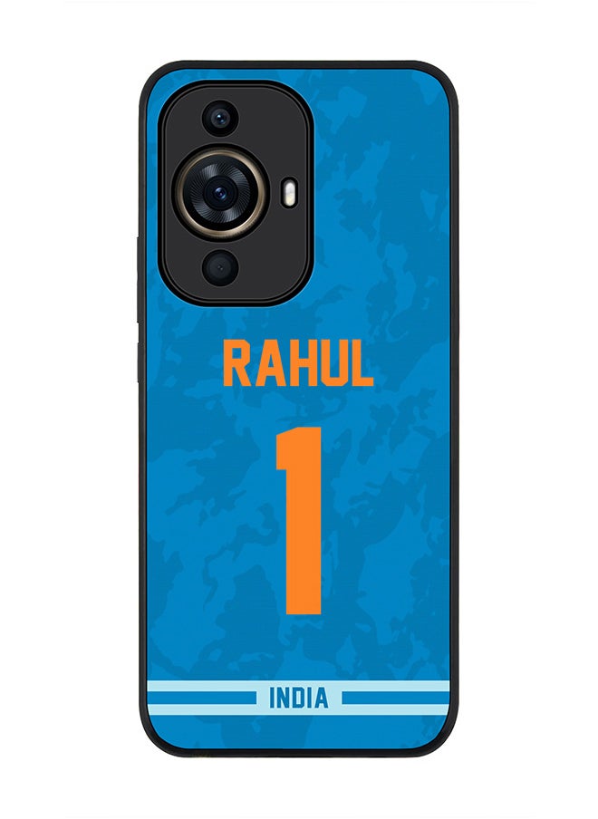 Stylizedd Rugged Black Edge case for Huawei nova 11 Pro, Slim fit Soft Flexible Rubber Edges Anti Drop Cover - Team India KL Rahul, Jersey No 1  - Image 1