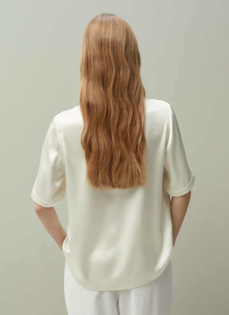 Ovs PIOMBO satin blouse with round neck